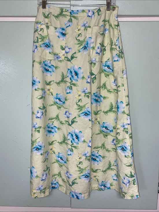 Liz Claiborne Dresses & Skirts - Vintage Liz Claiborne Linen & Rayon blend sweet cottagecore Skirt with flowers